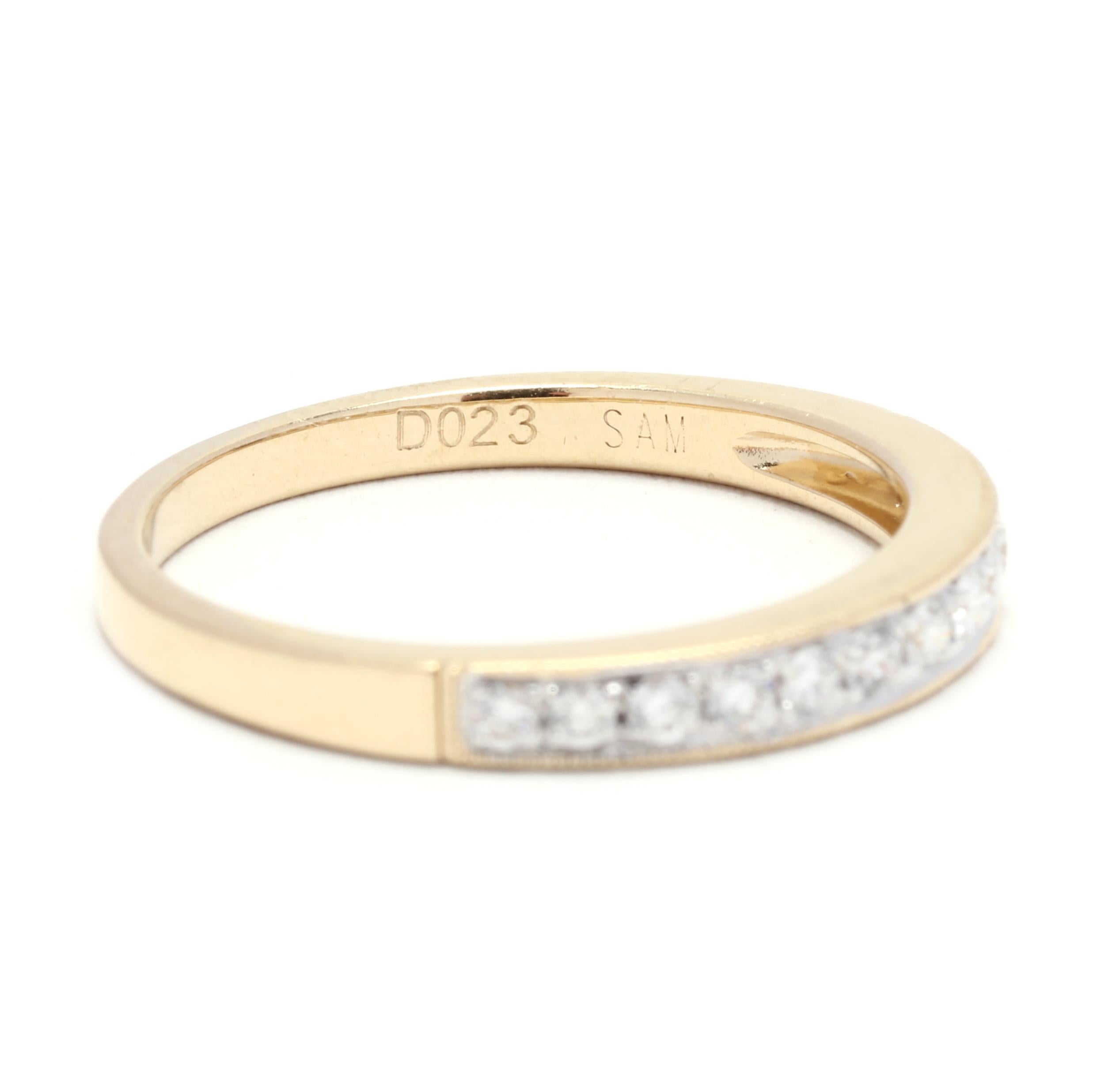 0.23ctw Thin Diamond Wedding Band, 14K Yellow Gold, Ring Size 6.5, Stackable For Sale 1