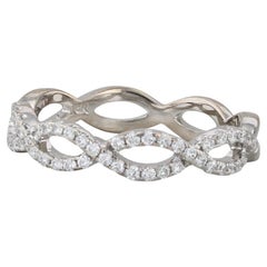 0.23ctw Woven Diamond Ring 14k White Gold Stackable Wedding Band Size 7