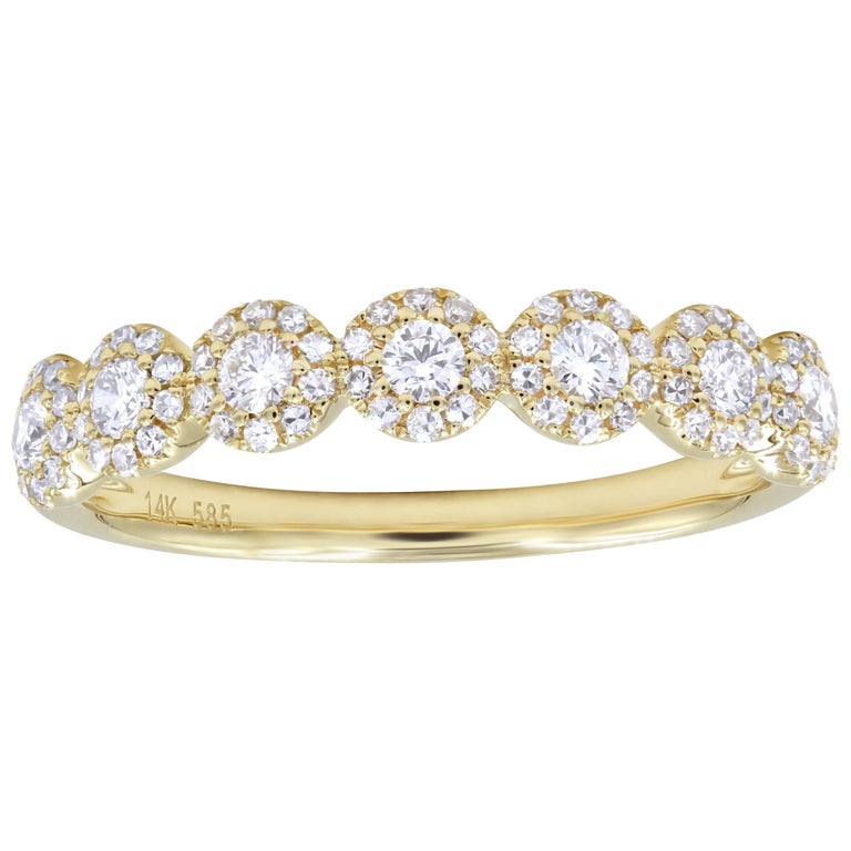 0.24 Carat 14 Karat Yellow Gold Diamond Half Eternity Wedding Band with ...