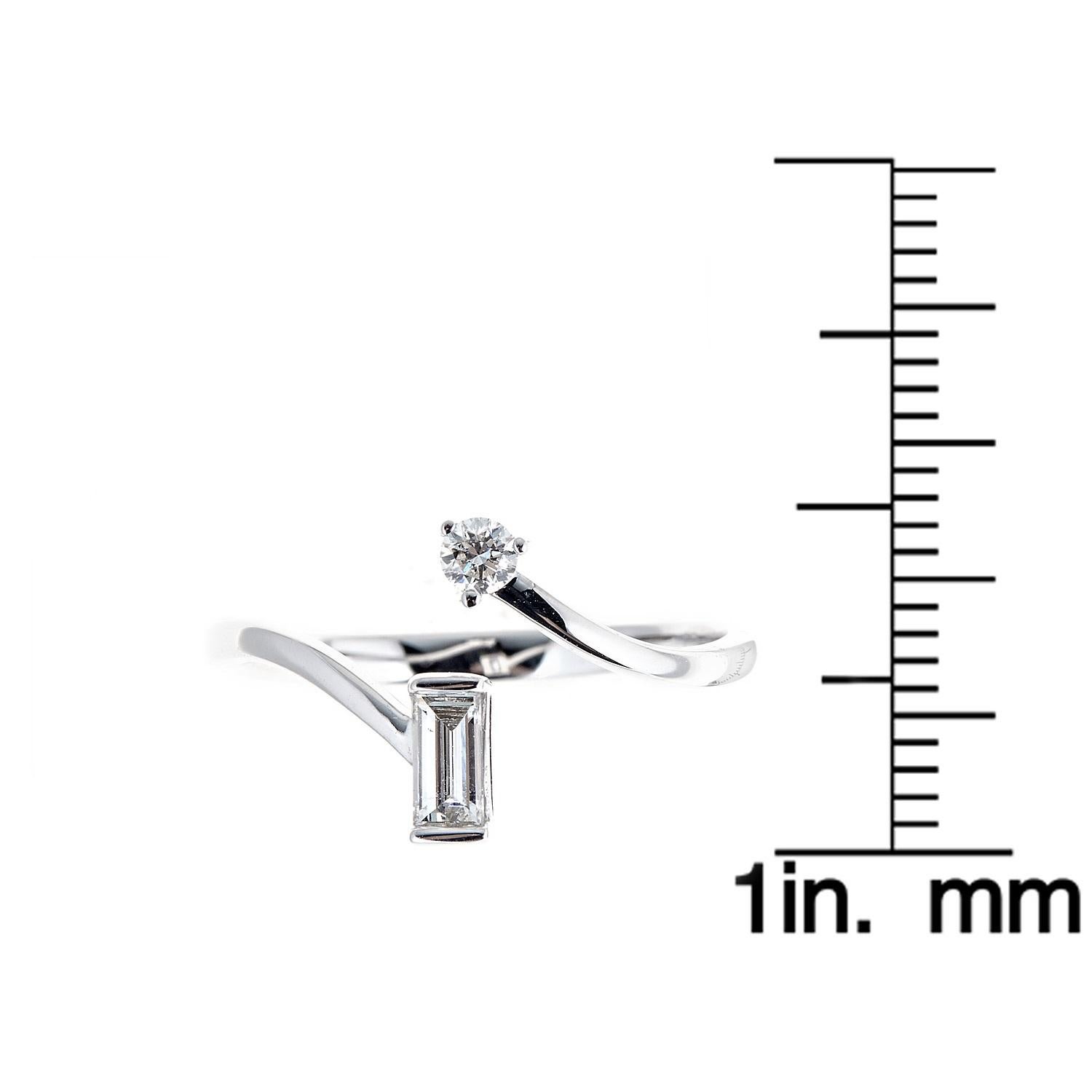Baguette Cut 0.24 Carat Diamond 14 Karat White Gold Ring