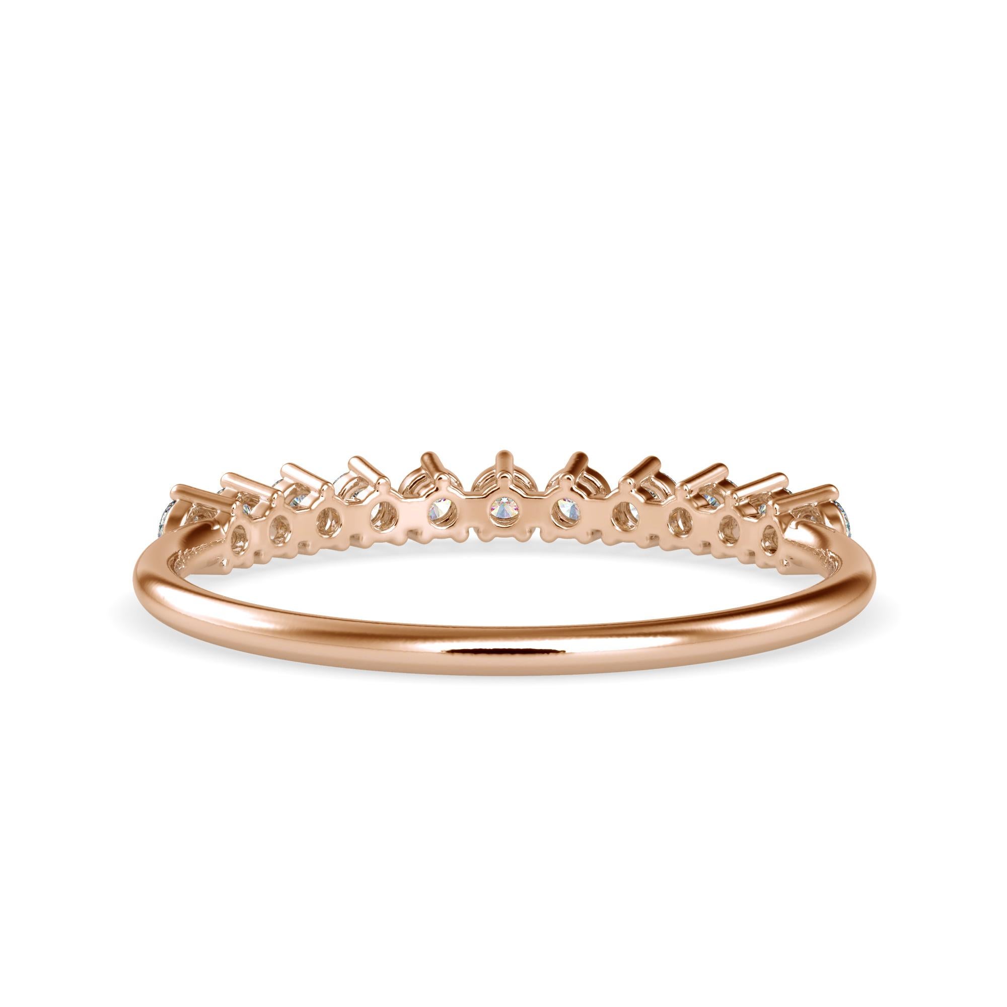 0.24 Carat Diamond 14K Rose Gold Ring
Stamped: 14K
Total Ring Weight: 1.2 Grams
Diamond Weight: 0.24 Carat (F-G Color, VS2-SI1 Clarity) 1.8 Millimeters 
Diamond Quantity: 11
SKU: [500019]
