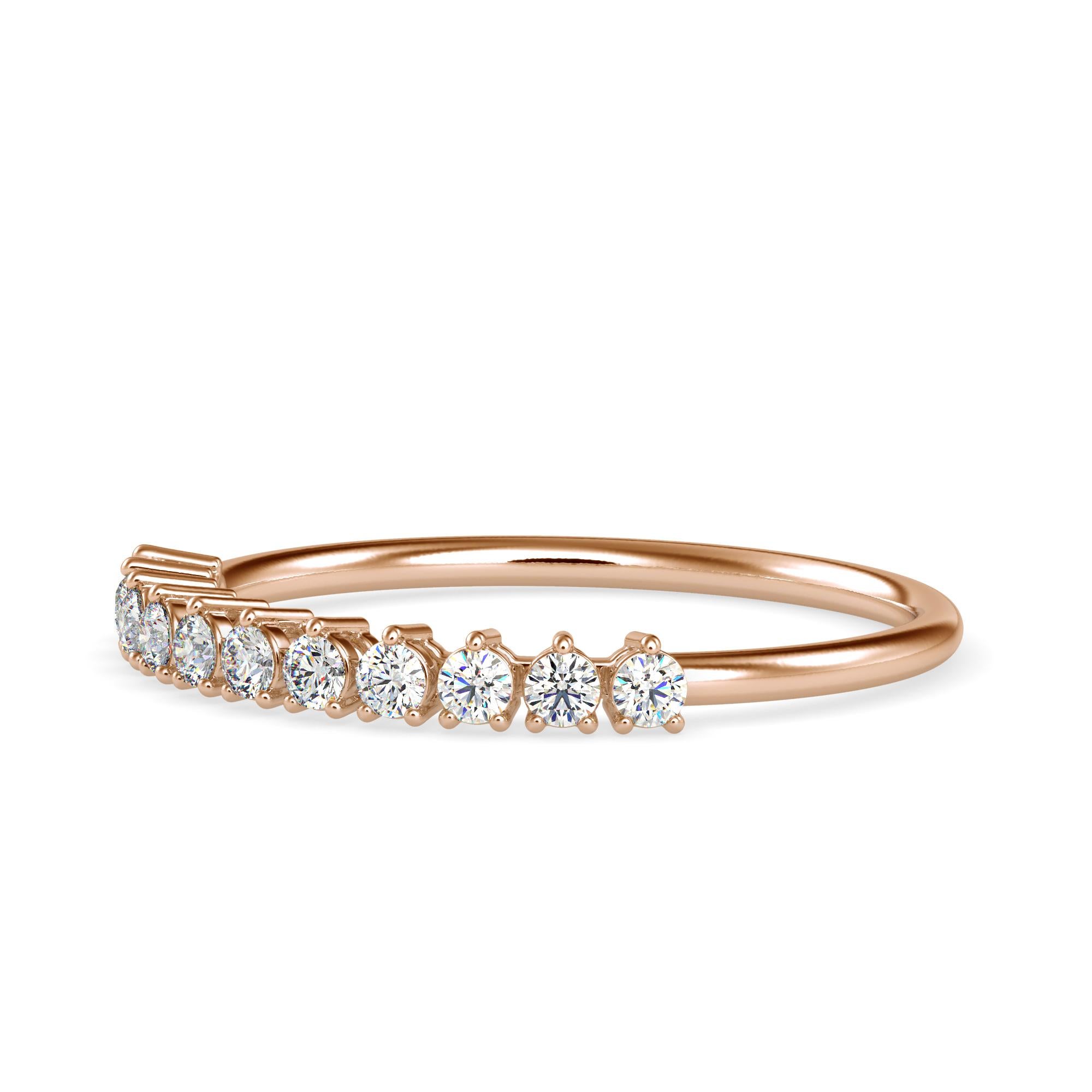 Round Cut 0.24 Carat Diamond 14K Rose Gold Ring For Sale