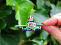 Diamond and Enamel Yellow Gold and Palladium Sweetheart Brooch