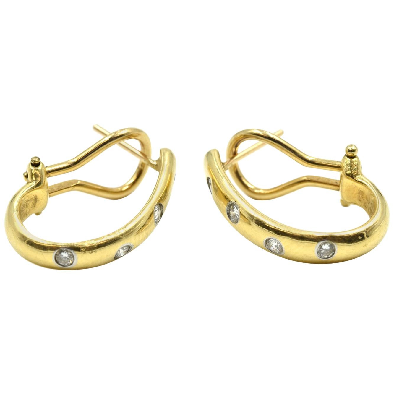 0.24 Carat Diamond Huggie Earrings 18 Karat Yellow Gold