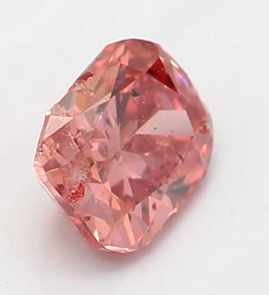 0.24 Carat Fancy Deep Orangy Pink Round Cut Diamond GIA Certified For Sale 1