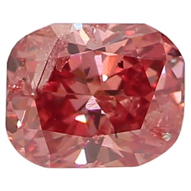 0.24 Carat Fancy Deep Orangy Pink Round Cut Diamond GIA Certified For Sale