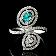0.24 Carat Natural Brazilian Paraiba Tourmaline & Diamond Ring Made in Platinum