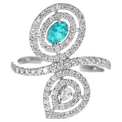 0.24 Carat Natural Brazilian Paraiba Tourmaline & Diamond Ring Made in Platinum