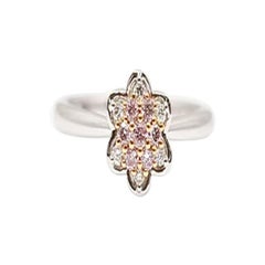 0.24 Karat Natürlicher Rosa & Weißer Diamant Cluster Weißgold 18K Ring