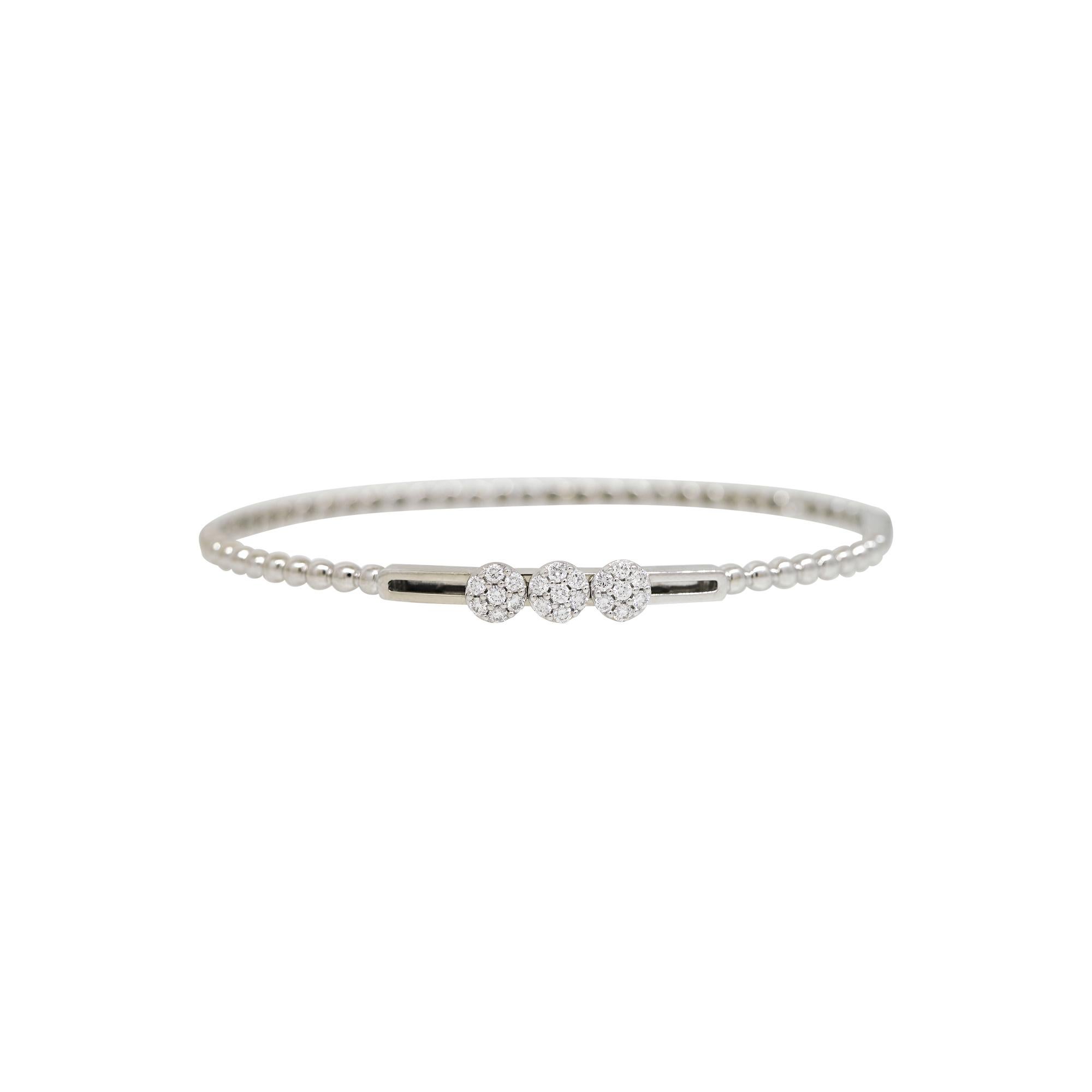 Bracelet jonc flottant en or 14 carats avec diamants ronds naturels de 0,24 carat en vente 1