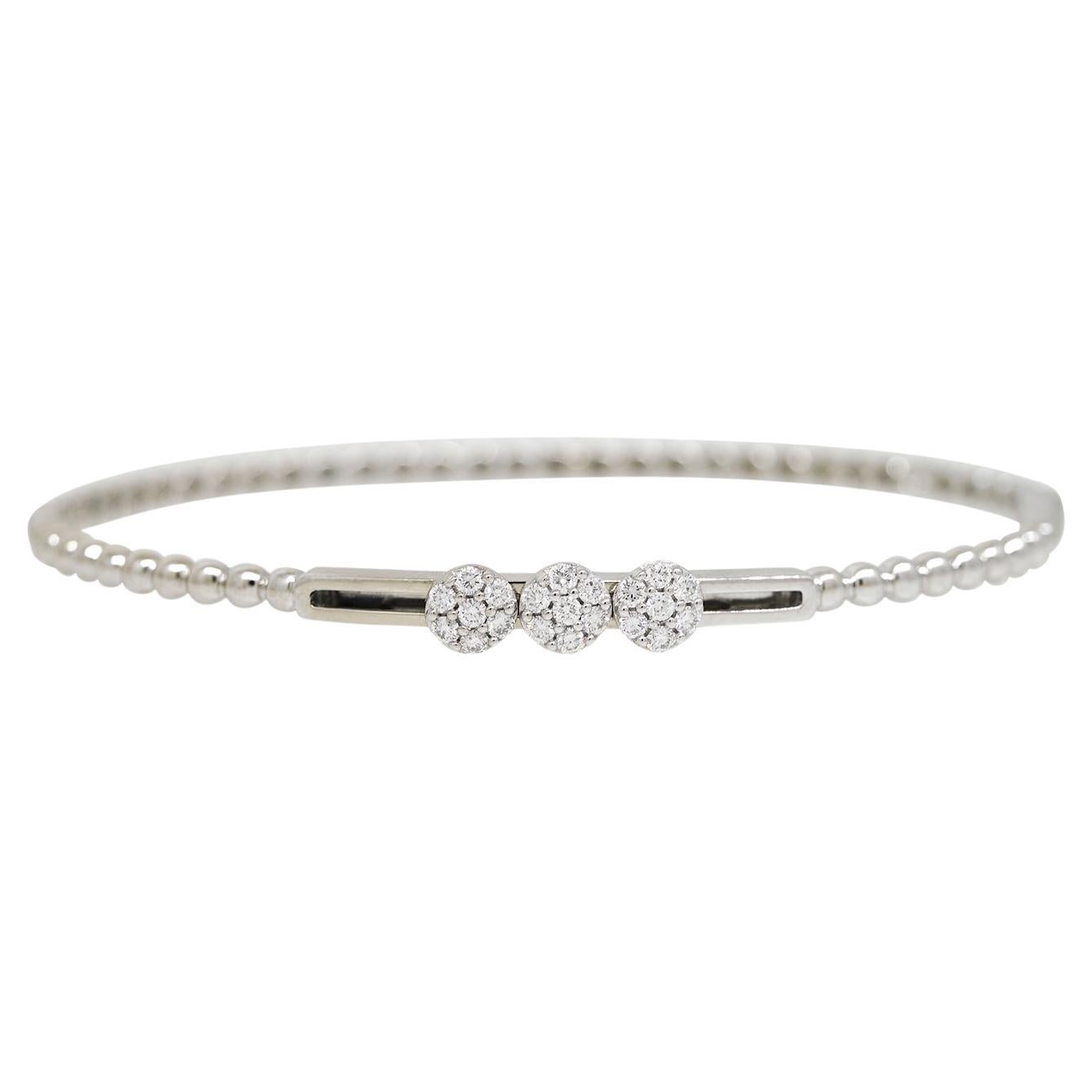 0.24 Carat Natural Round Diamond Floating Bangle Bracelet 14 Karat In Stock