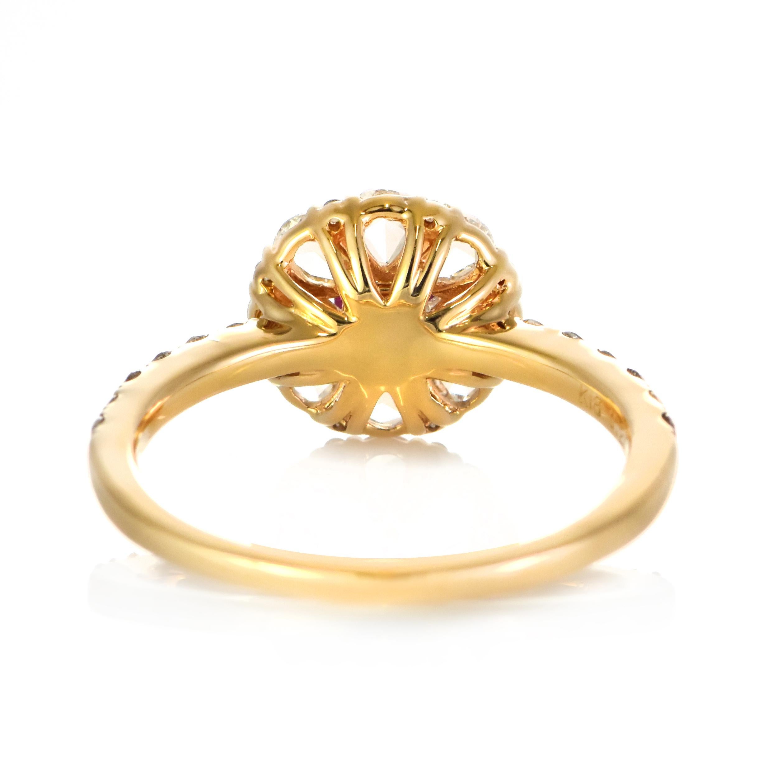 Bague en or 18 carats ornée d'un rubis naturel de 0,24 carat et d'un diamant taillé en rose de 0,80 carat en vente 6