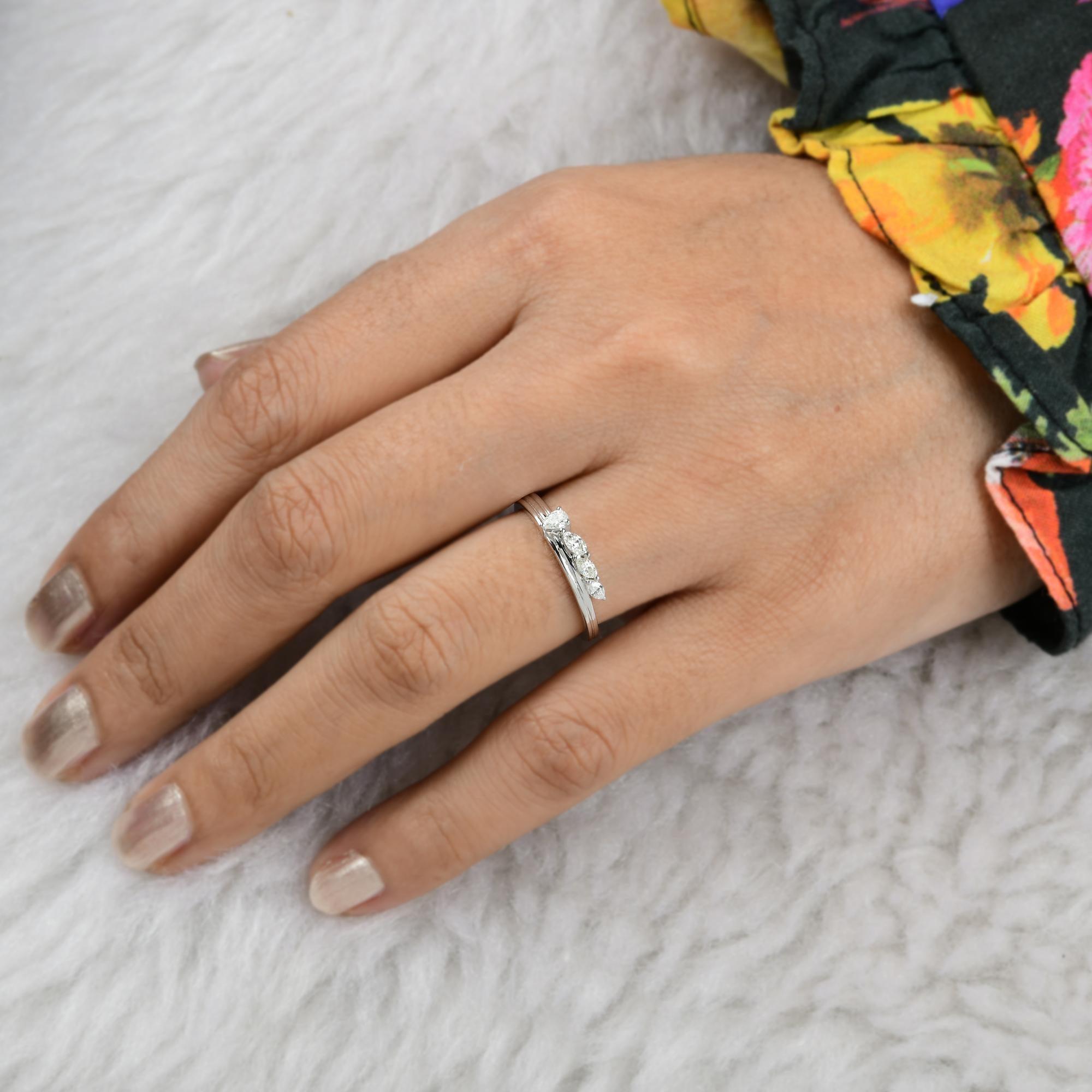 Pear Cut 0.24 Carat Pear Marquise Diamond Band Ring 18 Karat White Gold Handmade Jewelry For Sale