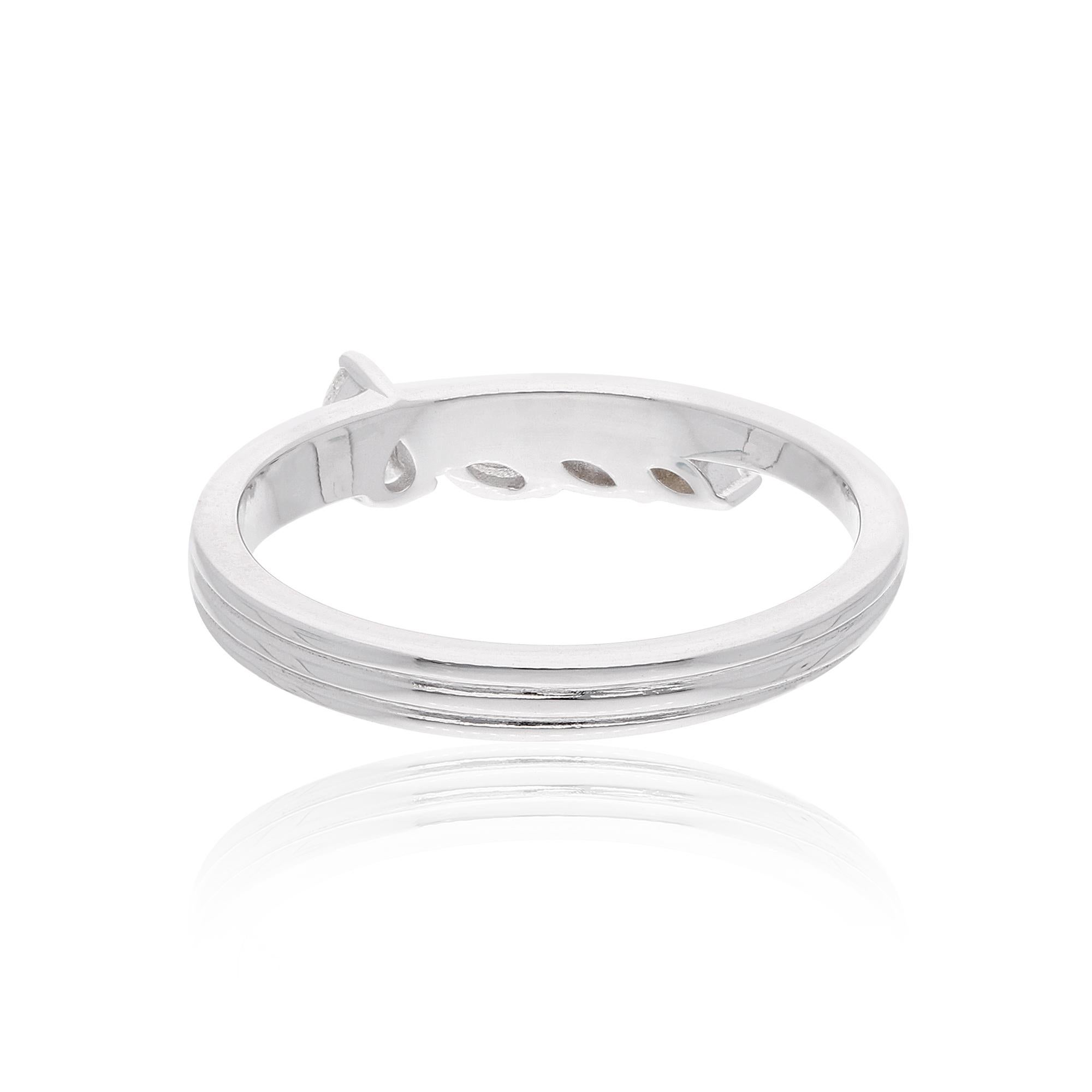 0.24 Carat Pear Marquise Diamond Band Ring 18 Karat White Gold Handmade Jewelry In New Condition For Sale In Diera, Dubai