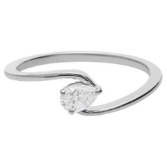 18 Karat White Gold 0.24 Carat SI Clarity HI Color Diamond Solitaire Ring Women
