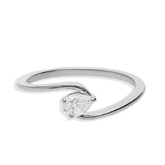 0.24 Carat SI Clarity HI Color Solitaire Pear Diamond Ring 14 Karat White Gold