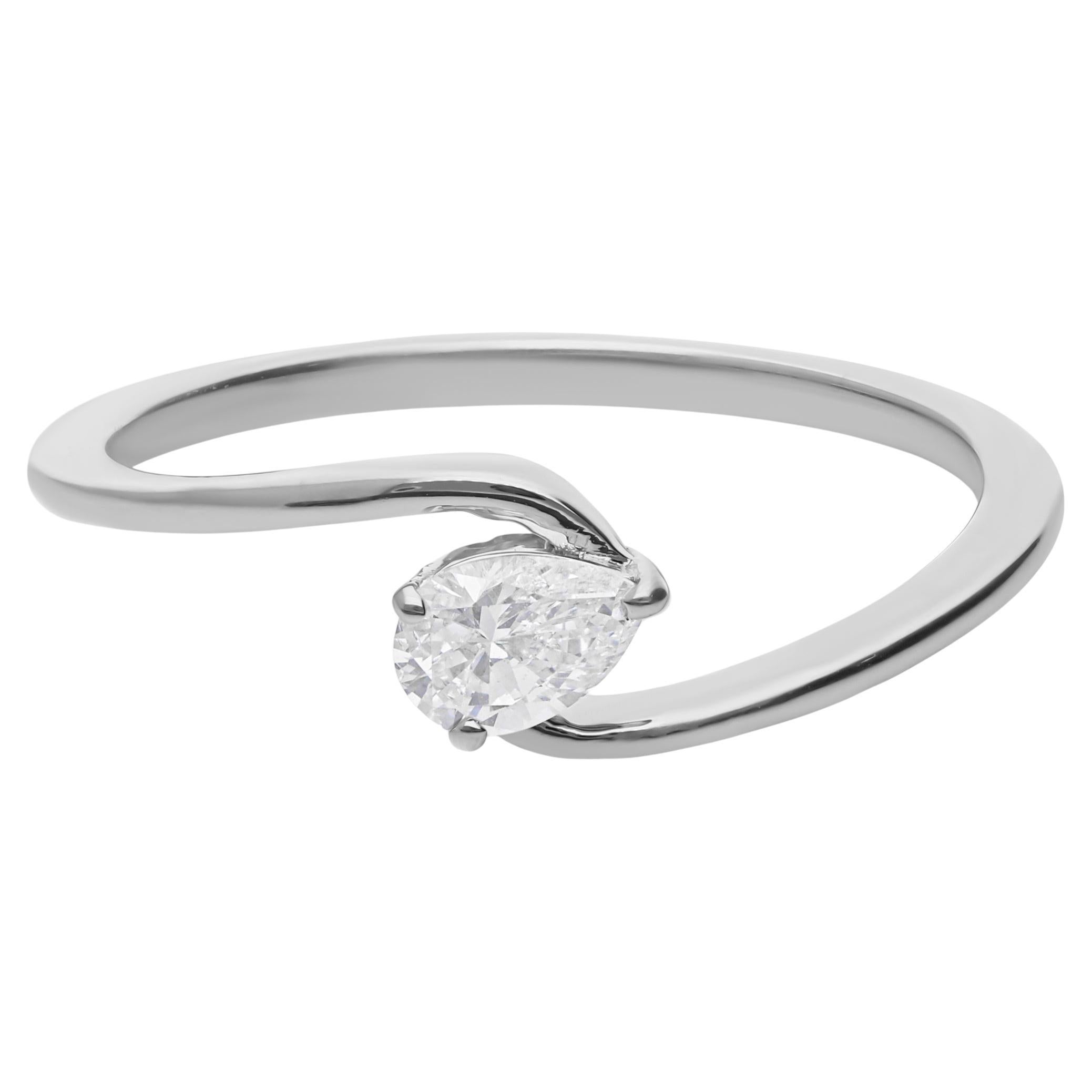 0.24 Carat SI Clarity HI Color Solitaire Pear Diamond Ring 18 Karat White Gold