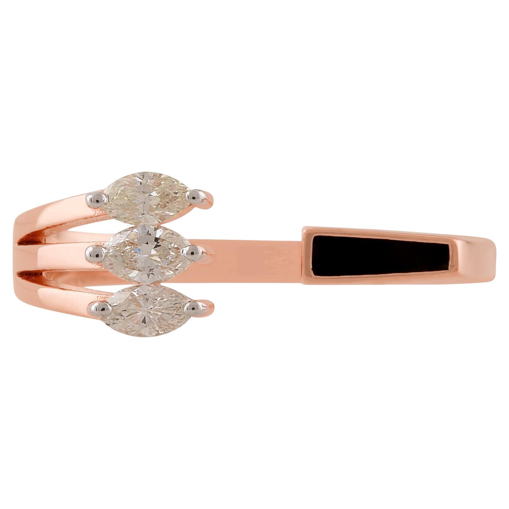 Anillo puño diamante marquesa SI/H de 0,24 quilates Joyas esmaltadas en oro rosa de 18 quilates