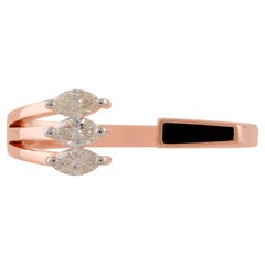 0.24 Karat SI/H Marquise Diamant-Manschettenring aus 18 Karat Roségold mit Emaille-Schmuck