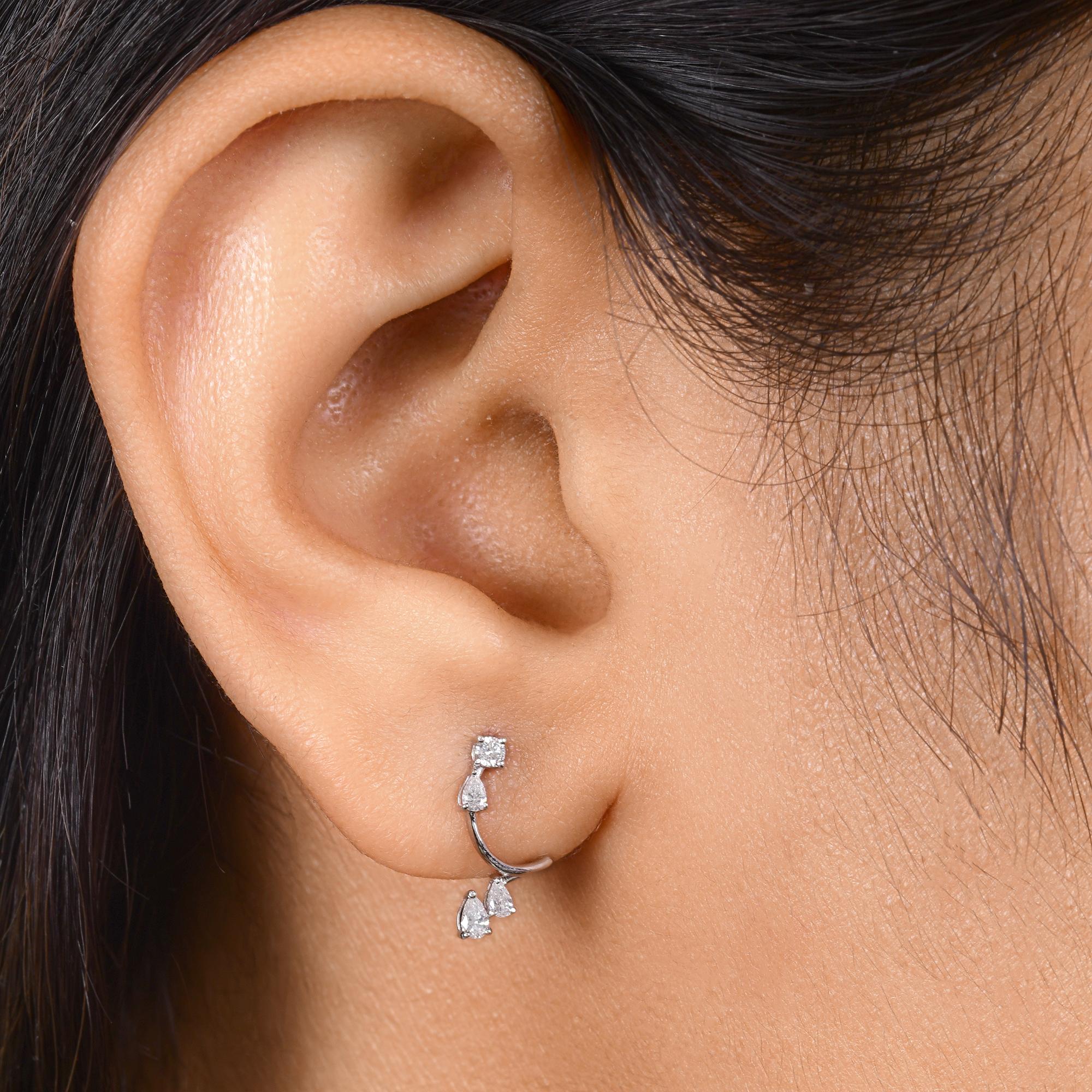Modern 0.24 Carat SI/H Pear Round Brilliant Cut Diamond Earrings 18 Karat White Gold For Sale