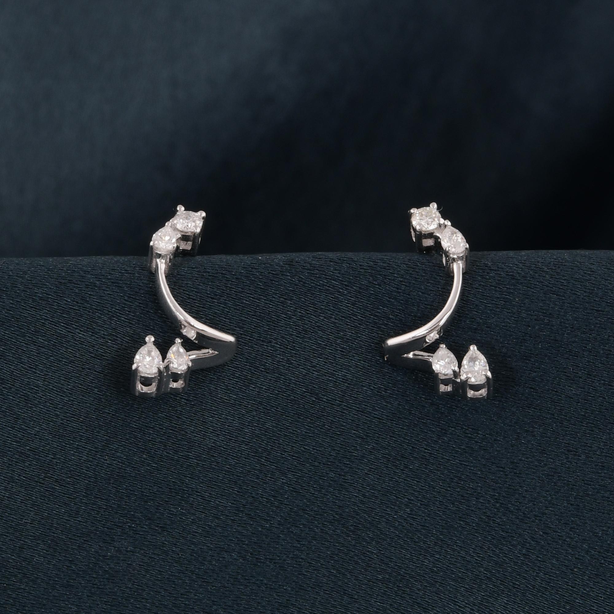 Pear Cut 0.24 Carat SI/H Pear Round Brilliant Cut Diamond Earrings 18 Karat White Gold For Sale