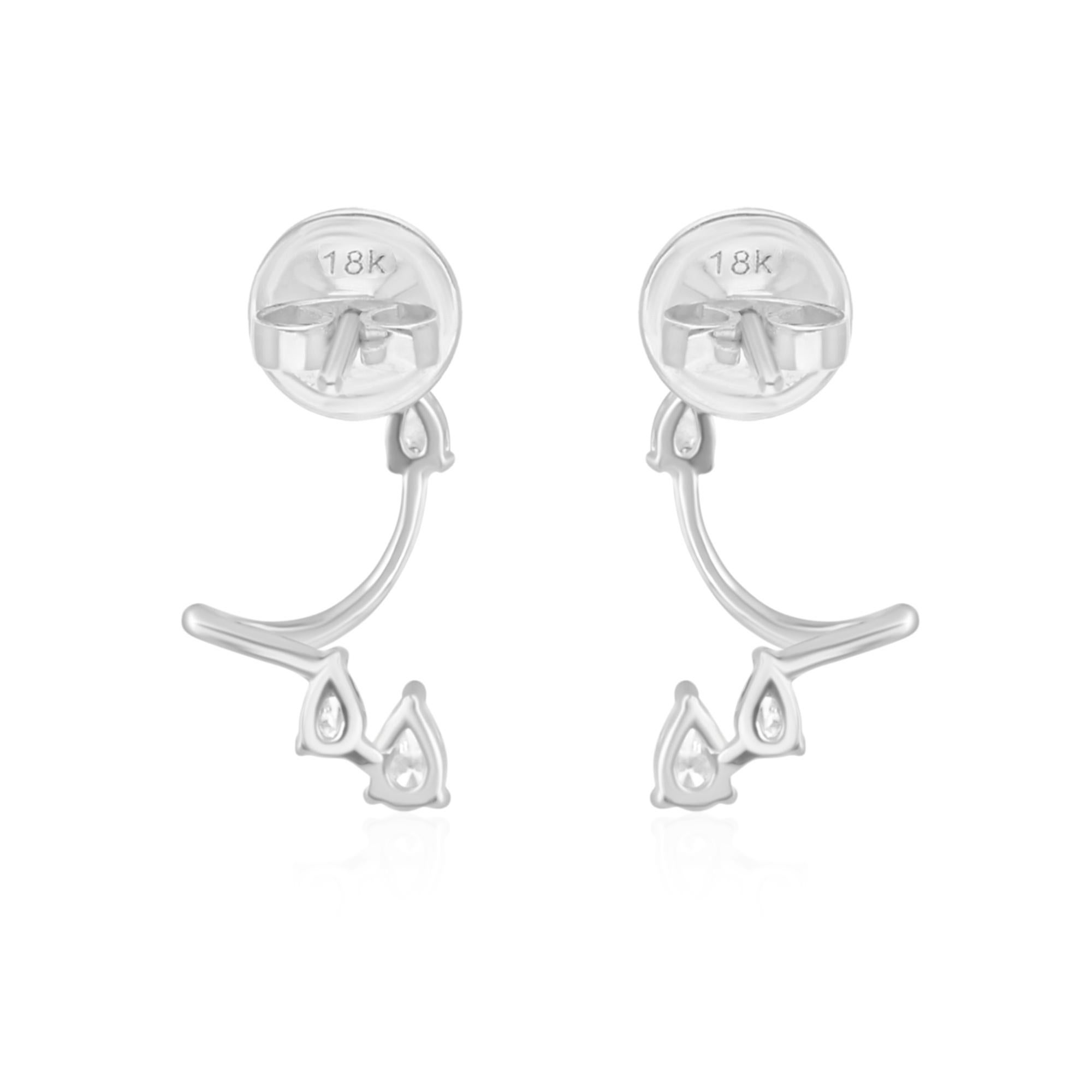 0.24 Carat SI/H Pear Round Brilliant Cut Diamond Earrings 18 Karat White Gold In New Condition For Sale In Diera, Dubai