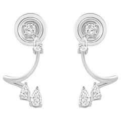 Orecchini di diamanti da 0,24 carati SI/H Pear Round Brilliante Cut Oro bianco 18 carati