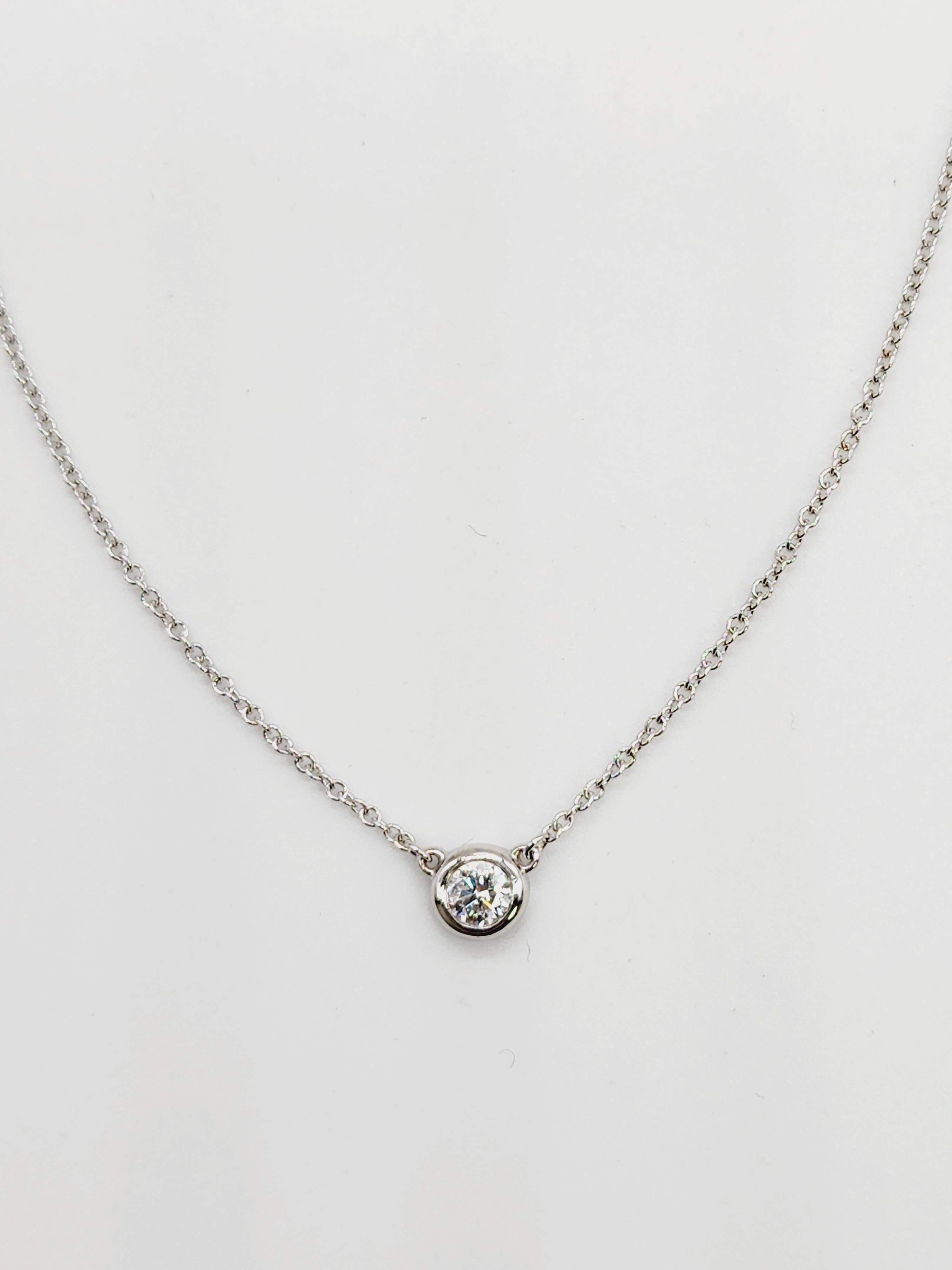 0.24 Carat Single Station Diamond by the Yard Necklace 14 Karat White Gold In New Condition For Sale In Great Neck, NY