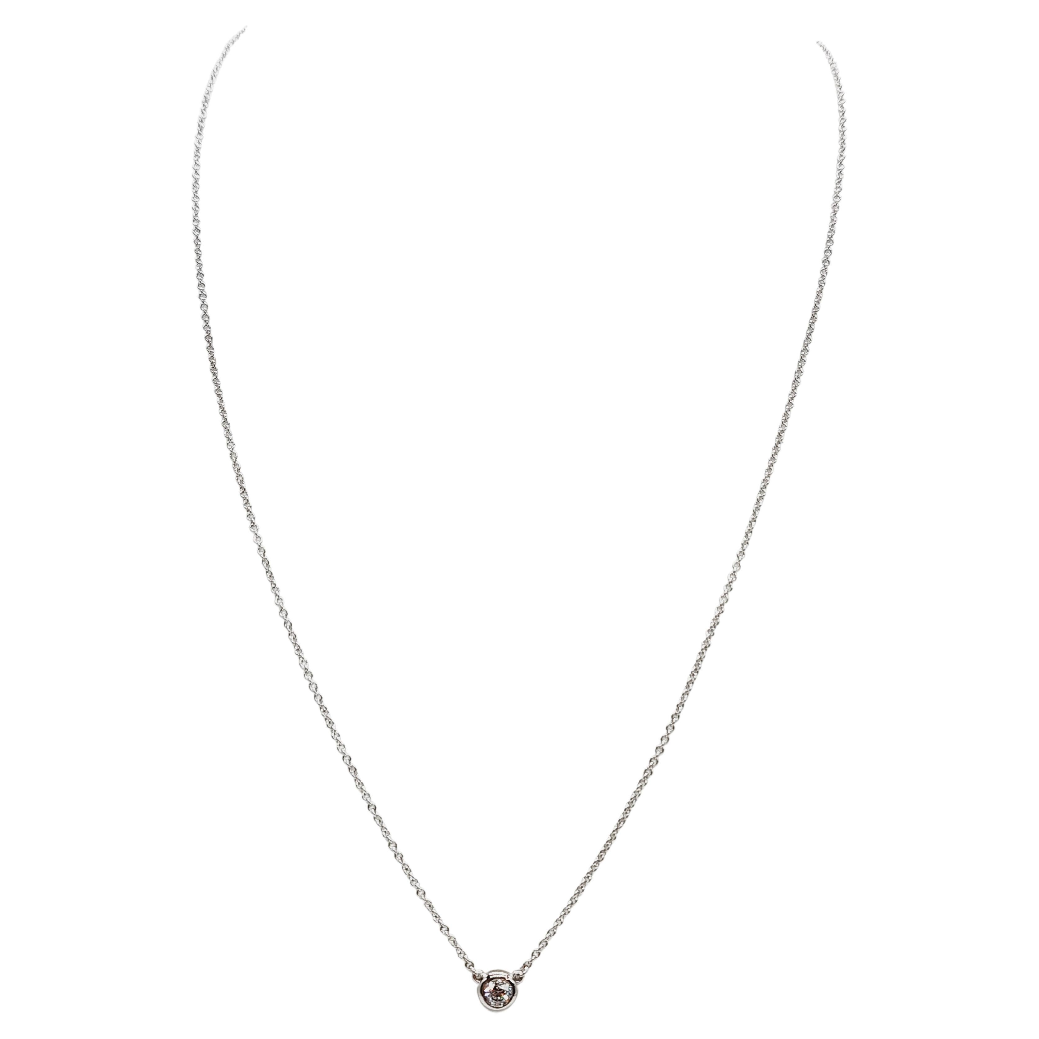 0.24 Carat Single Station Diamond by the Yard Necklace 14 Karat White Gold For Sale