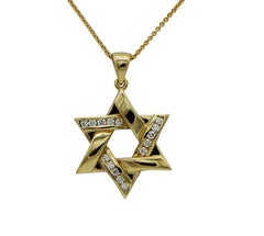 Pendentif étoile de David en or et diamants de 0,24 carat, blanc ou jaune