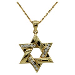 0.24 Carat Star of David Diamond and Gold Pendant, White or Yellow Gold