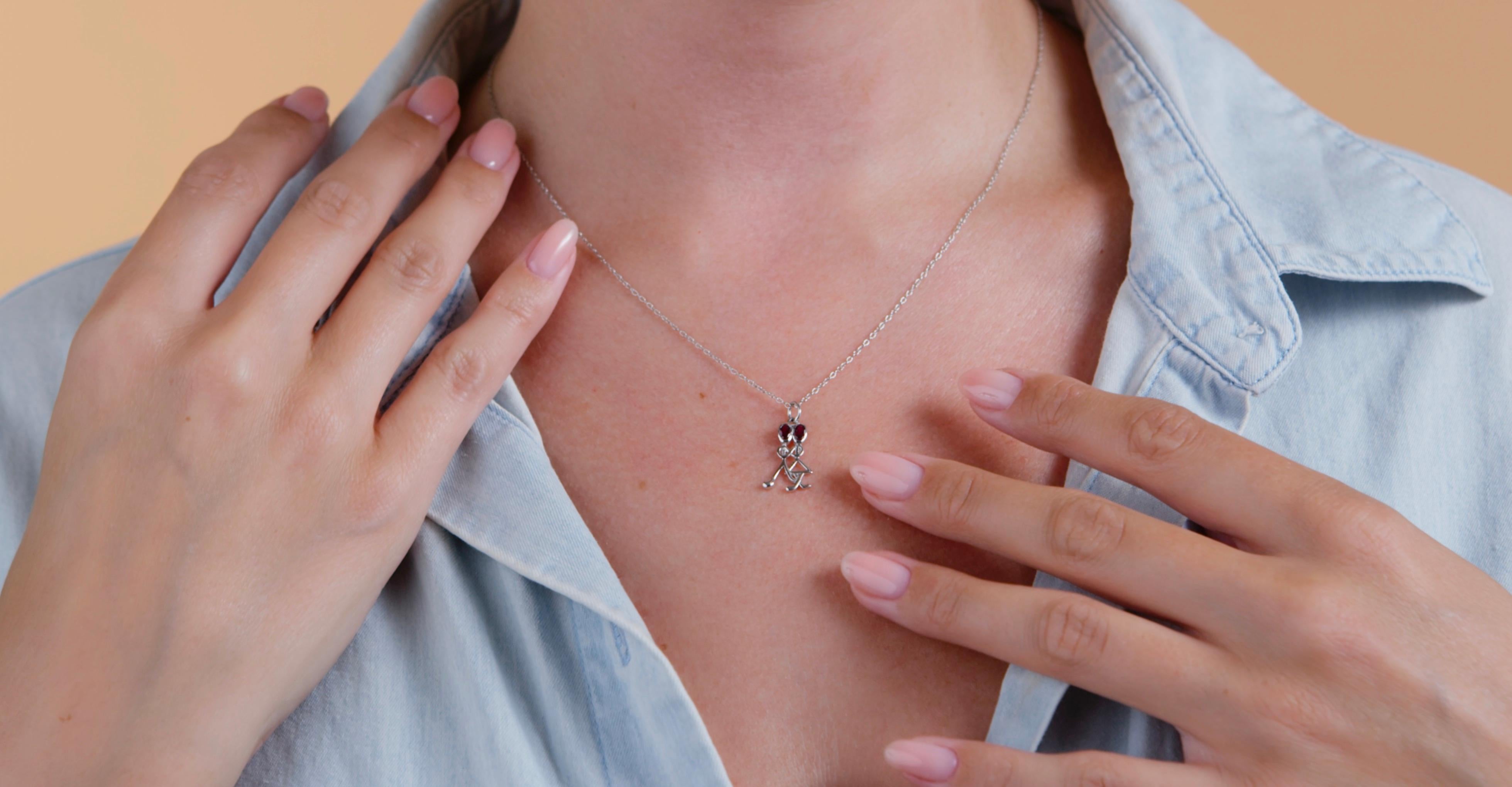 Collana con ciondolo a forma di bastone in argento Sterling Ruby da 0,24 carati di peso totale in vendita 1