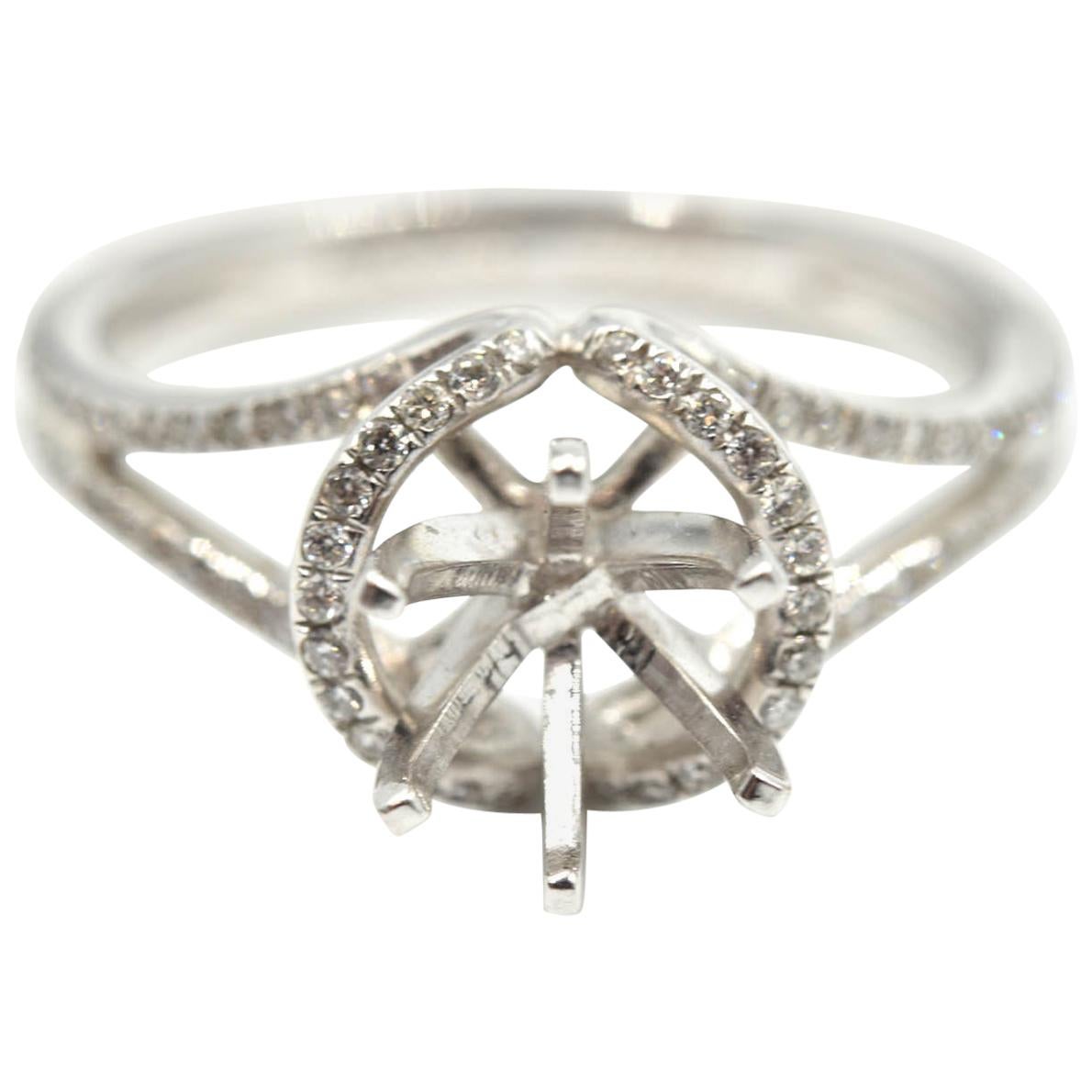 0.24 Carats Diamond 14 Karat White Gold Semi-Mount Engagement Ring