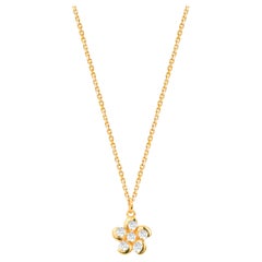 0.24 Ct Diamond Flower Necklace in 18k Gold