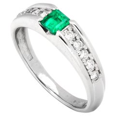 0.24 Ct Natural Emerald and 0.18 Ct Natural Diamonds Ring