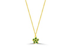 0.24 Ct Ruby, Sapphire and Emerald Flower Necklace in 18K Gold