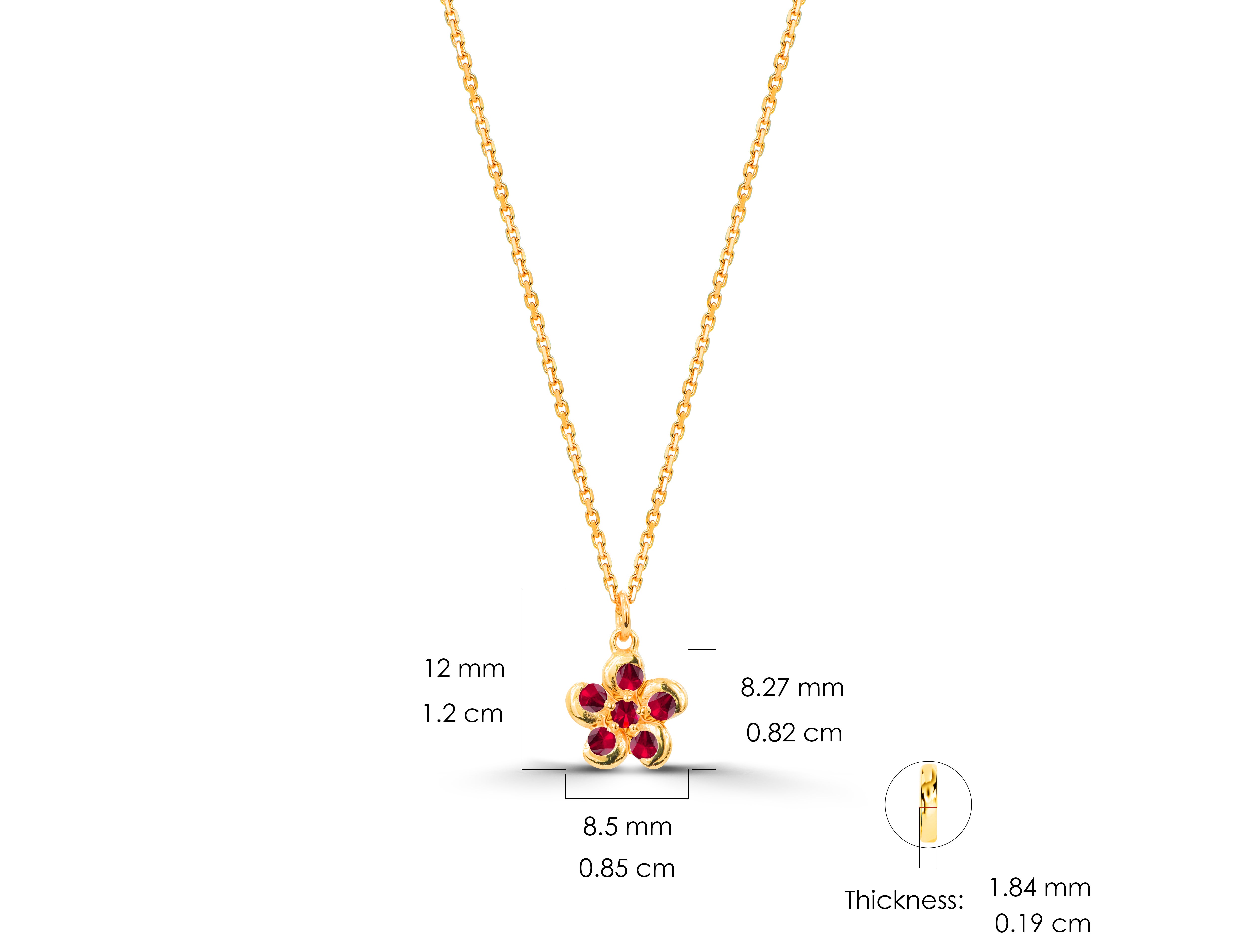 0.24 Ct Ruby, Sapphire and Emerald Flower Necklace in 18K Gold For Sale 3