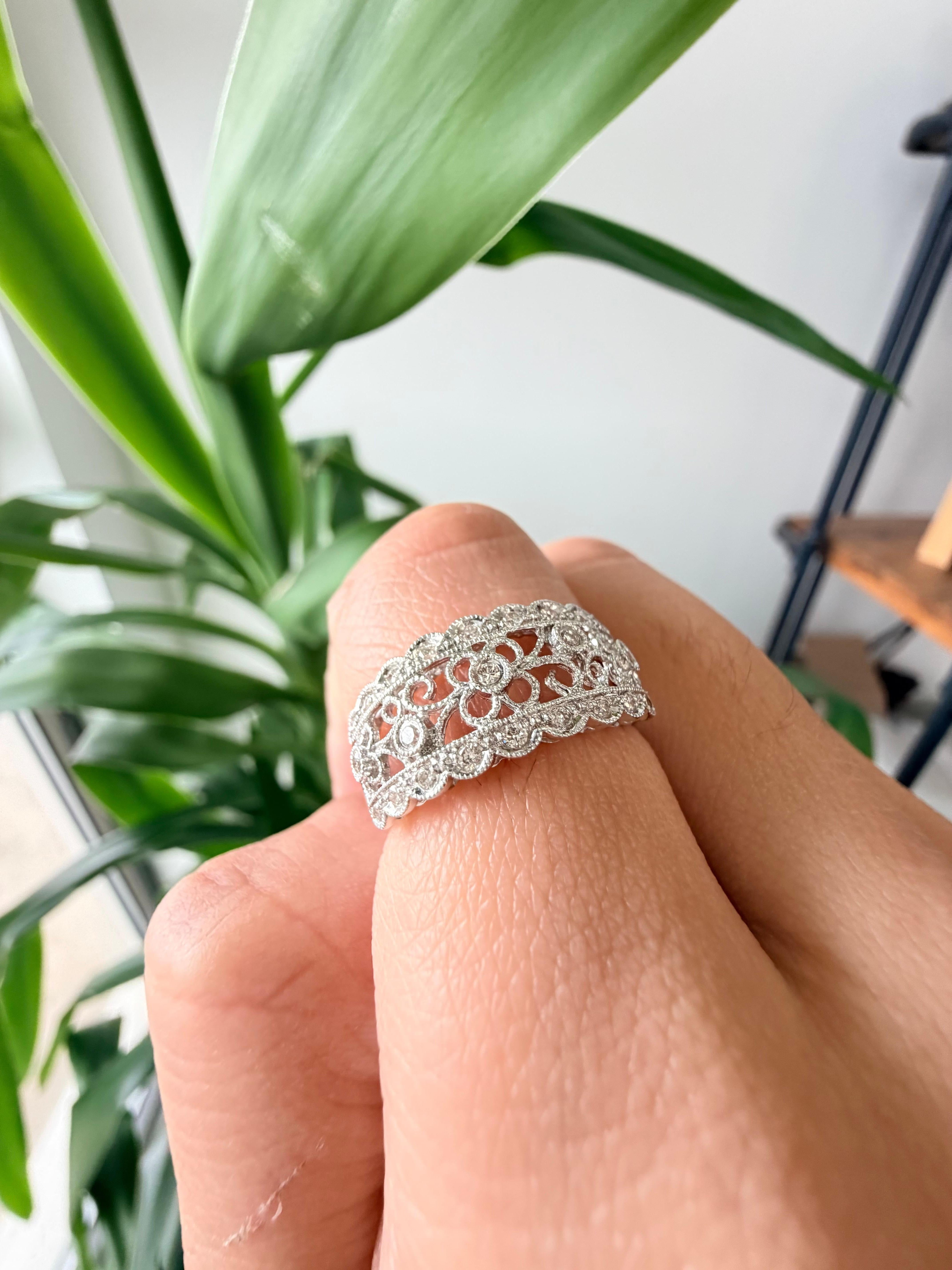 0,24 CTW Runde Diamanten im Brillantschliff in 14K Weißgold Ring Damen
