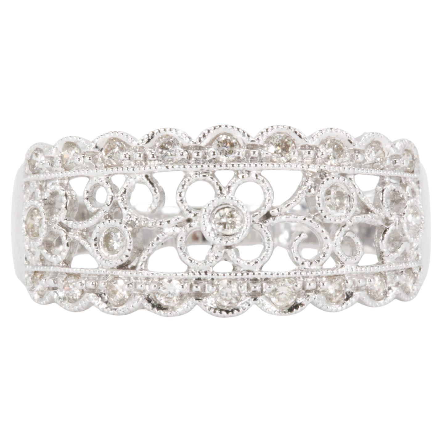 Anello con diamanti rotondi taglio Brilliante 0,24 CTW in oro bianco 14K