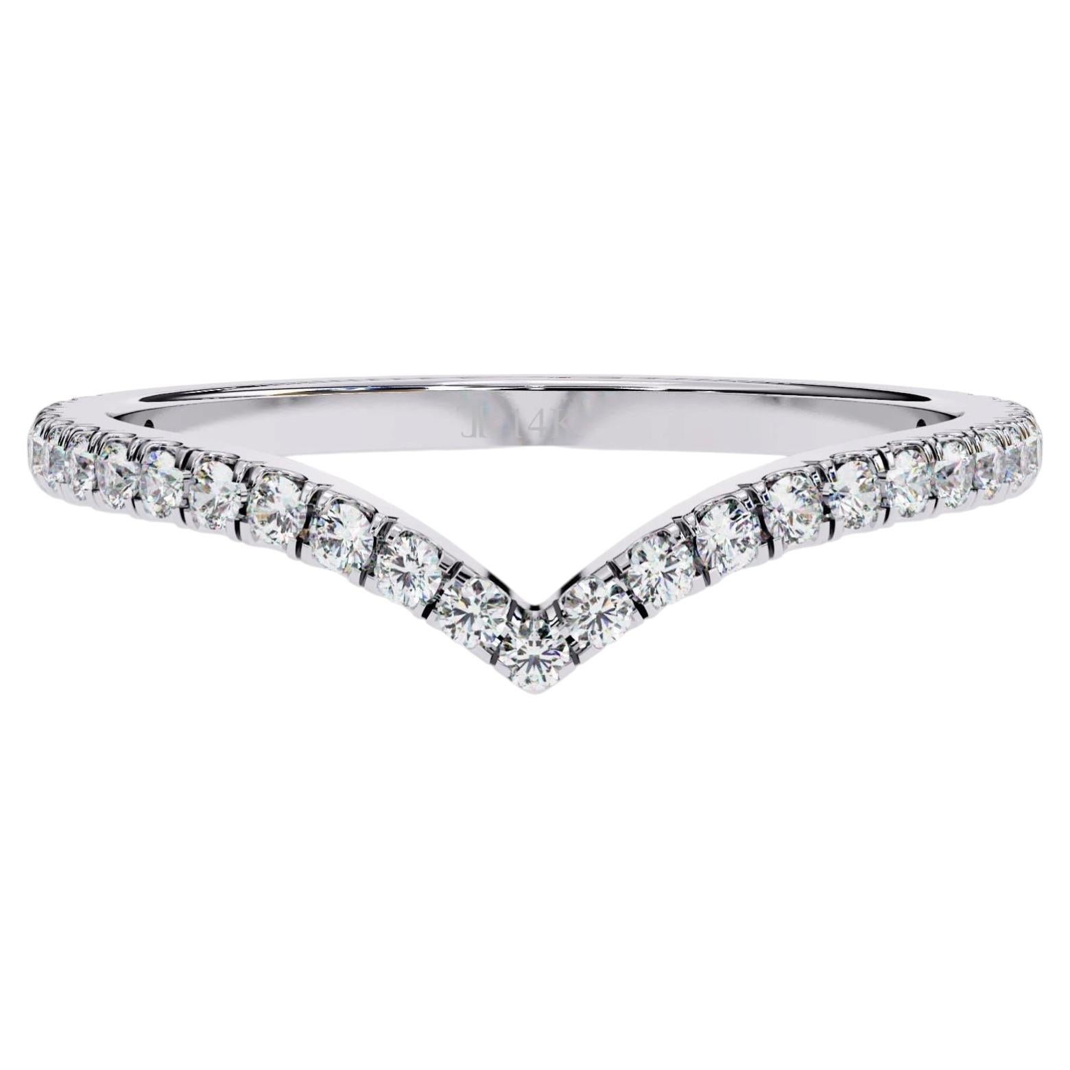 0,24 CTW V-förmiger Diamantring aus 14K Gold, SI+ natürliche Diamanten