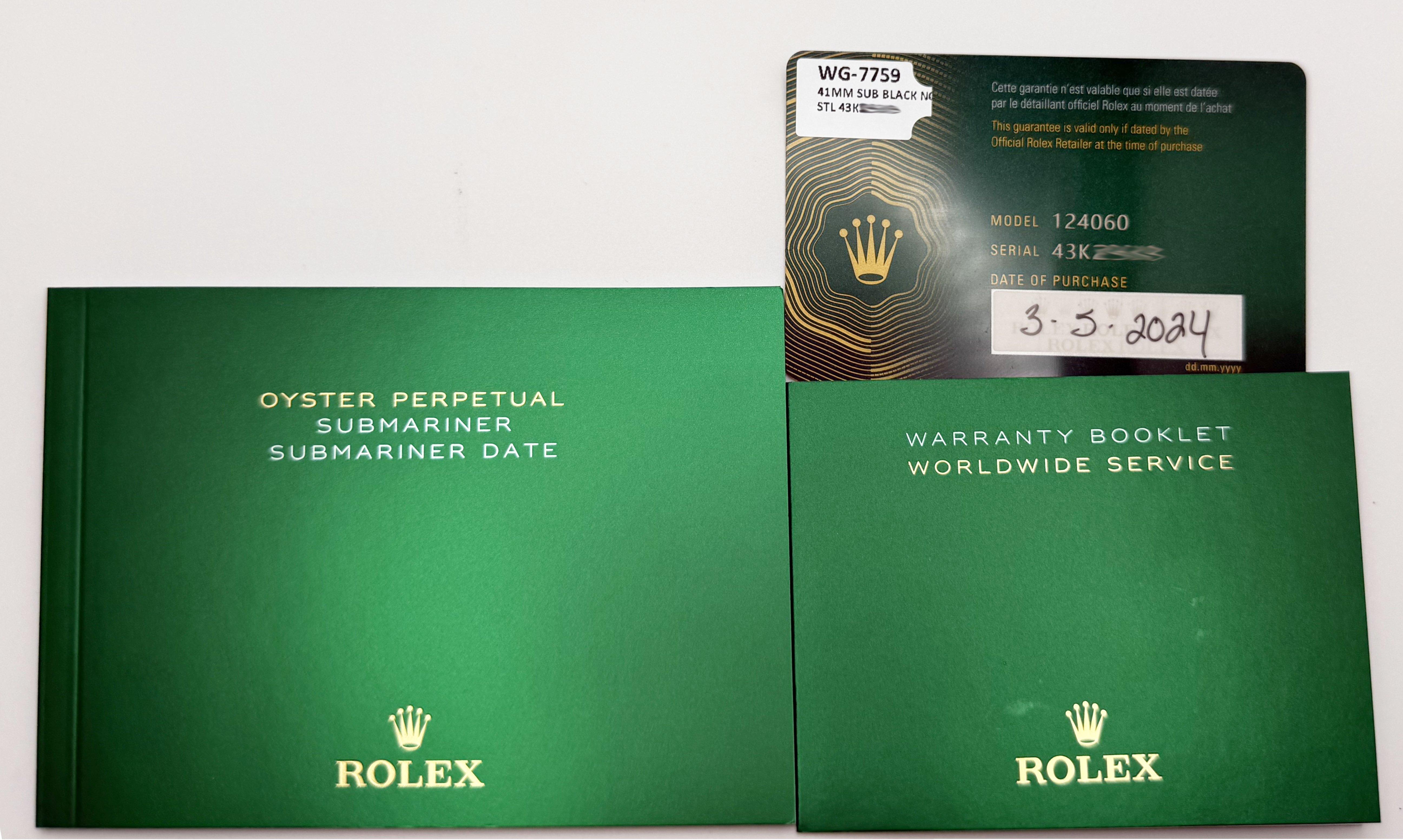 024 Rolex Submariner 124060 41mm Cerámica Negra Acero Inoxidable Caja Papel en venta 6