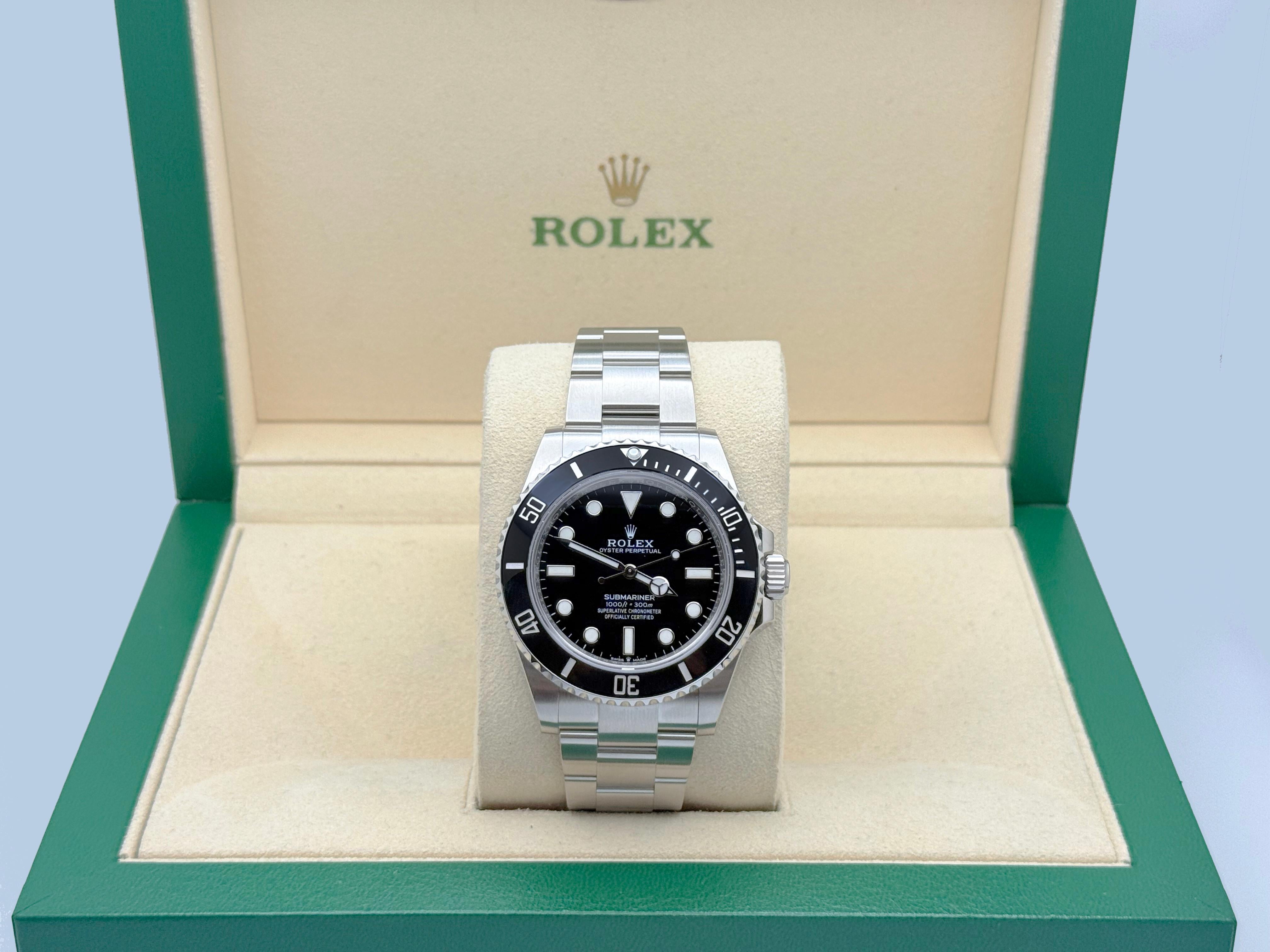 024 Rolex Submariner 124060 41mm Cerámica Negra Acero Inoxidable Caja Papel en Excelente estado para la venta en San Diego, CA