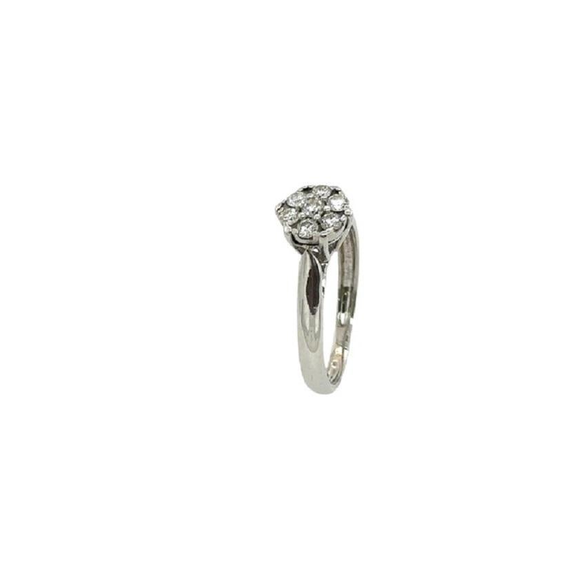 Round Cut 0.24ct 7 Round Brilliant Diamond Cluster Ring in 9ct White Gold For Sale