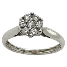 0.24ct 7 Round Brilliant Diamond Cluster Ring in 9ct White Gold For Sale