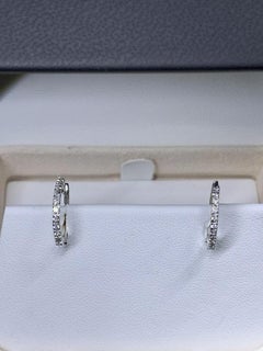 0.24ct Diamond Hoop Huggie Earrings 18ct White Gold 2.1g