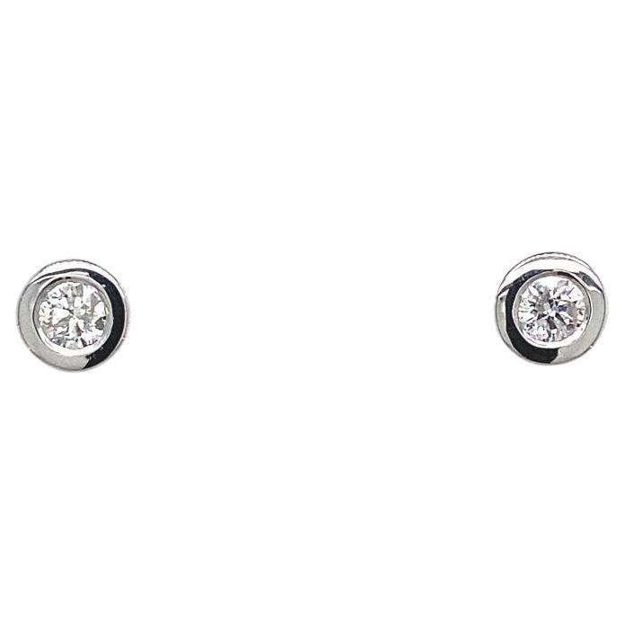 0.24ct Diamond Studs Earrings in Rubover Setting in 18ct White Gold For Sale
