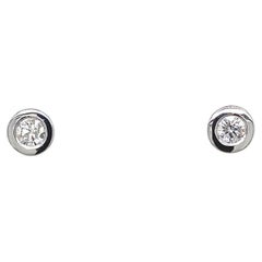 0.24ct Diamond Studs Earrings in Rubover Setting in 18ct White Gold