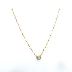 0.24ct Emerald Shape Diamond Pendant Set on Rubover Setting 18ct Yellow Gold