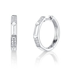 0.24ct Round Brilliant Cut Diamond Geometric Hoop Earrings