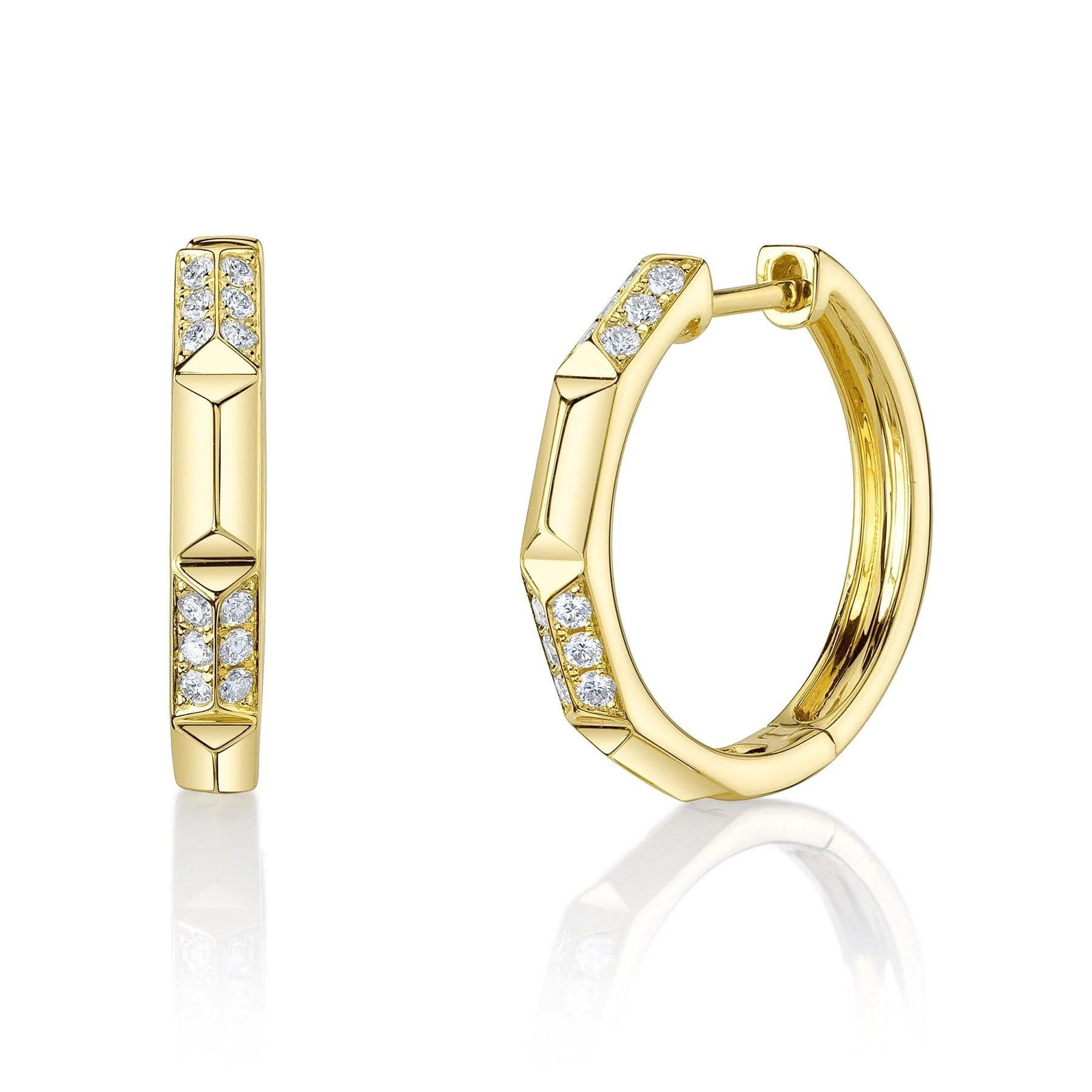 0.24ct Round Brilliant Cut Diamond Geometric Hoop Earrings